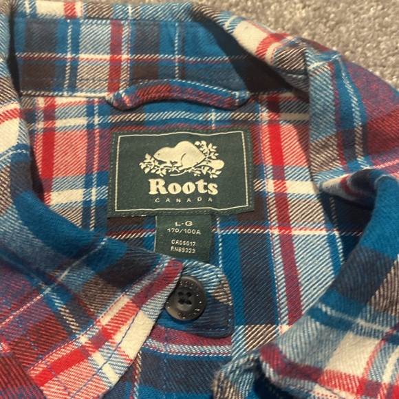 Roots men’s size large plaid button up cotton shirt excellent condition - Picture 4 of 4